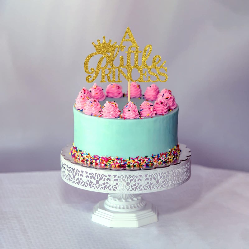 WeBenison A Little Princess with Crown Cake Topper Gold Glitter Baby Birthday Party - Baby Shower, Gender Reveal Party Decoration - Image 4